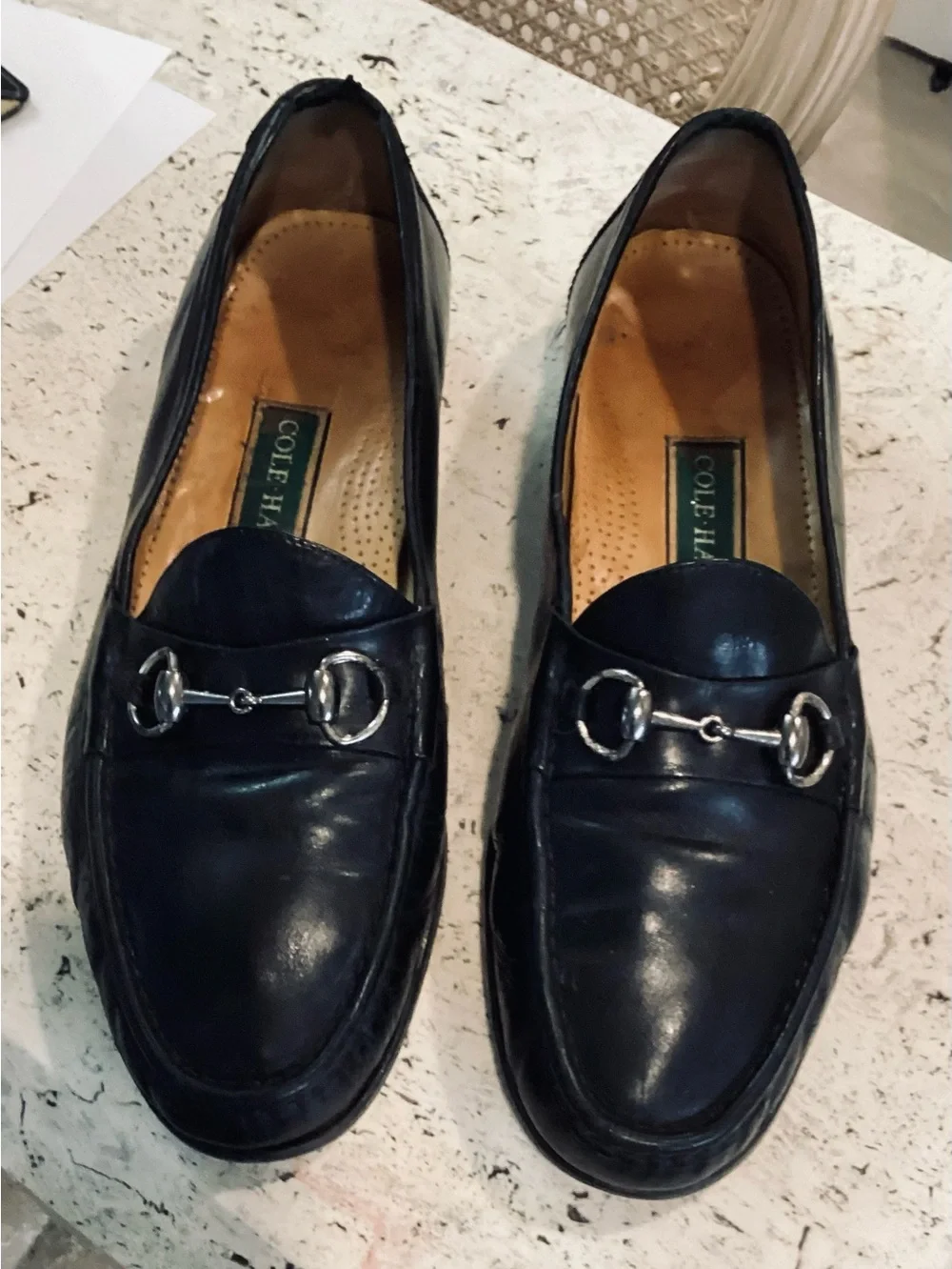 Cole Haan Black Leather Horsebit Loafers